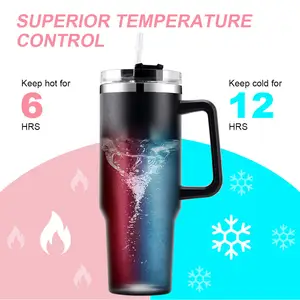 Logotipo de diseñador personalizable respetuoso con el medio ambiente Aquaflask sublimación 40 oz bebida de Halloween CoffeeTumbler taza con asa - Product Image 6