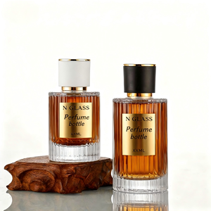 Luxury Round Clear Striped Glass <strong>Perfume</strong> <strong>Bottle</strong> with Pump Sprayer 30ml 50ml 100ml Sizes - Product Image 2