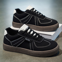 Chaussures de marche pour hommes anti-odeur respirantes à lacets avec empeigne en mesh, semelle intermédiaire en EVA, semelle épaisse, design sportif décontracté rétro, noir