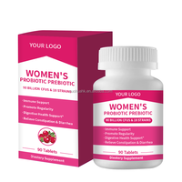 Probiotiques et prébiotiques pour femmes, 90 milliards d'UFC, 18 souches, 90 comprimés, complément alimentaire digestif et immunitaire, étiquette personnalisée