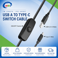 Câble USB-A mâle vers Type C mâle avec interrupteur marche/arrêt, câble de charge USB 2.0 pour éclairage LED, faible MOQ