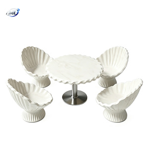 Fiberglass Shell Coffee Table Set White Round Lounge Chair Set Modern Hotel Lobby Reception Furniture - Product Image 5