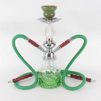 Bestseller exclusif transfrontalier : Chicha arabe en métal à tube simple ou double, ensemble complet pour fumer avec finition givrée