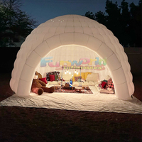 Tente de pique-nique gonflable en forme de dôme igloo blanc avec éclairage LED intégré pour les événements de camping en plein air, les fêtes, avec souffleur, garantie 1 an
