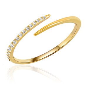 Anillos de Oro Sólido de 10K para Mujer, Anillo Abierto Trenzado de Oro Sólido de 10K para Mujer con Circonita Cúbica, Anillos Apilables Finos y Cómodos de Oro - Product Image 1