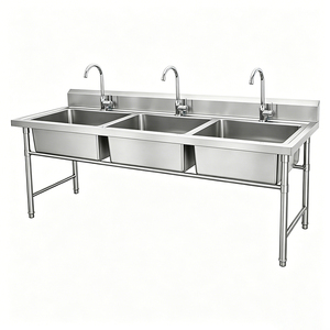 Lavello Commerciale a Tre Scomparti <span class=keywords><strong>in</strong></span> <span class=keywords><strong>Acciaio</strong></span> Inox di Alta Qualità <span class=keywords><strong>per</strong></span> Hotel, Catering e Cucine, Direttamente dalla Fabbrica - Product Image 1