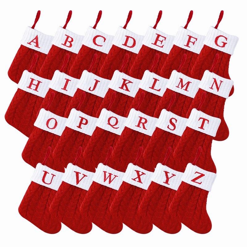 Red socks with alphabet