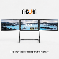 Moniteur portable triple écran AHXJKA 18,5 pouces 1080P IPS, affichage panoramique enveloppant, USB-C, un seul câble, compatible Win/Mac