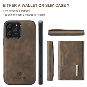 Étui de téléphone portefeuille magnétique de luxe <span class=keywords><strong>2</strong></span> en 1, étui de portefeuille détachable DG Ming avec plusieurs emplacements pour cartes pour iPhone XR 11 12 13 Pro Max - Product Image 2