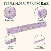 Support de tuiles de Mahjong translucide violet floral pour Mahjong américain, portable, multi-usage, 44,5 cm, en plastique PC