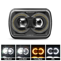 Phare carré LED DOT 5x7 7x6 avec DRL blanc et clignotant ambre 7x6\" 5X7\" Phare projecteur LED pour Jeep Kenworth Peterbilt