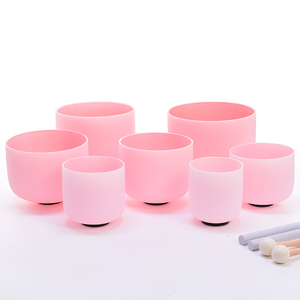 Ensemble de bols chantants Cristal 6-12 pouces Bols en cristal à son de guérison rose Thérapie par le son Yoga Meditacion Autres produits en quartz - Product Image 3