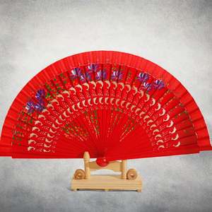 Elegante Abanico de Mano de Madera Estilo Chino Vintage, Abanico Plegable de Bambú para Disfraces, Fiestas y Decoraciones, Color Sólido, Estilo Español - Product Image 2