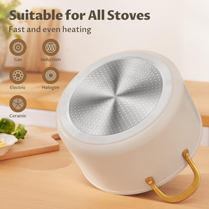 Cocotte hollandaise de haute qualité 6 Qt avec couvercle en verre, revêtement céramique antiadhésif, poignées en acier inoxydable, compatible lave-vaisselle, pour cuisinière à gaz - Product Image 3
