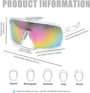 Gafas de Sol Deportivas NOVISON BY-260616-73 Extra Grandes con Media Montura, Protección UV para Correr, Ciclismo y Actividades al Aire Libre - Unisex, Económicas - Product Image 2