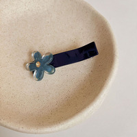 Barrettes à cheveux plates personnalisées vintage exquises en acétate bleu et jaune, petites pinces à cheveux pour le quotidien, les vacances, la plage et les fêtes