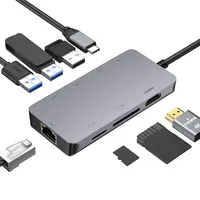 ULT-8 in 1 USBCハブとギガビットイーサネットの統合4 KHDMI 2 USB 3.0 1 USB 2.0 PD 100W SDTFカードリーダーラップトップドッキングステーション