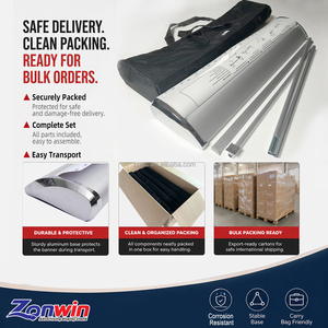 Espositore Roll-up in Alluminio Retrattile, Banner Pubblicitario Pop-up con Base Larga - Product Image 3