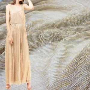 Altın n gümüş iki ton metalik Polyester kumaş rahat elbise toptan
