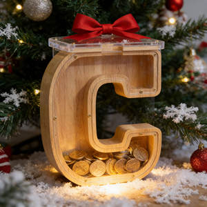 กระปุกออมสินไม้ไผ่ขนาด9 "ขนาดใหญ่สำหรับเด็กกระปุกออมสินทำจากไม้ - Product Image 6