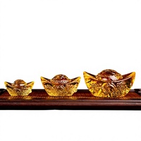[Zibo Glaze] Modèle de lingot d'or en cristal de citrine à motif de dragon, ornement porte-bonheur pour voiture et maison, style chinois, cadeau d'affaires