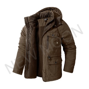 Custom Wholesale Cotton <b>Jacket</b> <b>Long</b> Sleeve Zipper Coated Casual Warm Coat Solid Color Thick Coat Men Hooded <b>Jacket</b> - Product Image 3