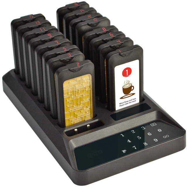 Wireless Calling Pager System for Restaurant and Hospital Use 16 Pagers 500m Range