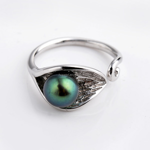 FPR156 Sterling 925 Silver Round Pearl Ring Peacock <strong>Green</strong> Freshwater Pearl Ring <strong>Jewellery</strong> - Product Image 2
