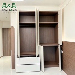<span class=keywords><strong>Armadio</strong></span> Moderno Minimalista Integrato <span class=keywords><strong>a</strong></span> Tutta Altezza <span class=keywords><strong>con</strong></span> Nicchia Angolare in Legno Curvato per Villa - Product Image 3