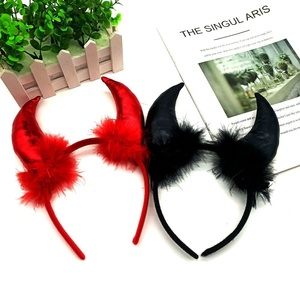 Diadema de <span class=keywords><strong>Cuernos</strong></span> de <span class=keywords><strong>Diablo</strong></span> Peluda para Halloween, Accesorio de Disfraz de <span class=keywords><strong>Diablo</strong></span> para Mujeres y Niñas, Diadema para Fiesta de Cosplay - Product Image 2