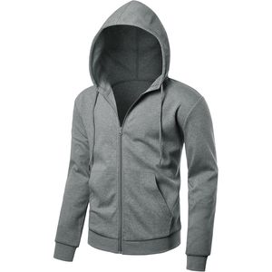 Sudadera con capucha ligera con cremallera para hombre FOXA, sudadera de manga larga, chaqueta básica deportiva de corte ajustado con bolsillos - Product Image 1