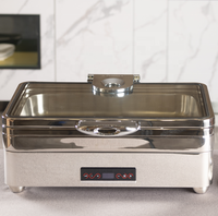 SUNNEX Burano Gamme 1/1 8.5L En Acier Inoxydable Chafing Dish Induction Chafer Hôtel Buffet Électrique Chauffage De L'eau Poêle 900W 220V