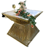 Meubles de table de gâteau de mariage de galvanoplastie d'or de luxe de tubes d'acier inoxydable