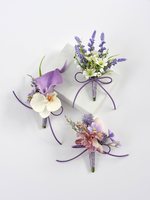 Corsage de fleurs artificielles détachables en plastique, Tulipe et Calla violettes, pour la photographie de mariage, les expositions professionnelles et le marché européen, vente en gros