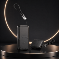 Chargeur magnétique portable, batterie externe 10000mAh 5000mAh, batterie sans fil pliable, chargeur mural avec câble intégré