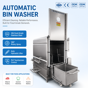 Laveuse de <span class=keywords><strong>bacs</strong></span> <span class=keywords><strong>à</strong></span> déchets SUS304 certifiée CE 200L, équipement de nettoyage automatique de qualité alimentaire pour <span class=keywords><strong>bacs</strong></span> Euro - Product Image 1