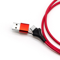 Câble de charge multi-prise promotionnel populaire 2 en 3, câble de charge USB Type C vers Type C tressé en nylon pour téléphones mobiles