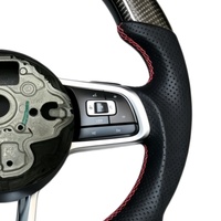 Volant en fibre de carbone personnalisé pour VW Polo Golf R 6 7 8 MK6 MK7 GTi Passat B7 B8, pièces de volant en cuir