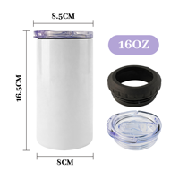 Lot de 25 supports à canettes vierges pour sublimation, blancs, 4-en-1, 16 oz, avec deux couvercles interchangeables, pour fêtes, entrepôt USA