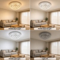 400mm LED-Raumleuchte für Schlafzimmer Essbereich Wohnzimmer 5-Schicht Wasserfall-Kristalldesign Sanfter Halo-Glanz Drei Lichtmodi