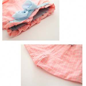 Ensemble de vêtements d'été pour bébés filles, nouveau design coréen 2019, avec t-shirt à nœud papillon et short à carreaux, prix d'usine - Product Image 6