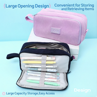 Étui à crayons personnalisé grande capacité en velours côtelé, nouvelle trousse à crayons unisexe, boîte à papeterie de couleur unie, sac de papeterie pour l'apprentissage