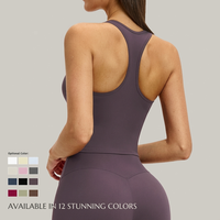 Conjunto de Yoga Sin Costuras, Conjunto de Yoga Acanalado Sin Costuras para Mujer, Leggings Acampanados, Top Deportivo Racerback, Ajuste Delgado, Transpirable, Secado Rápido, para Gimnasio y Fitness