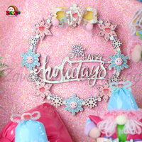 Zaves 12 ''Dekoration für Weihnachten Happy Holiday Pink Schneeflocke Zubehör Sculpted Garland für Weihnachten Neujahr Party