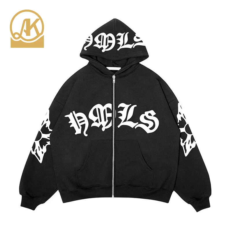 customize your clothes custom zip up Y2K clothing hoodies mens puff print zipper hoodie