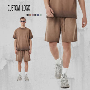 Shorts de sport décontractés amples et surdimensionnés pour homme, en polyester/coton épais 320g, avec logo personnalisé, qualité supérieure, effet délavé - Product Image 1