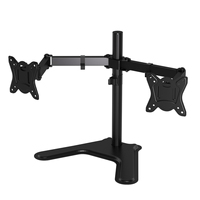 Support de bureau entièrement réglable noir pour double moniteur LCD avec base à œillet – Vente en gros