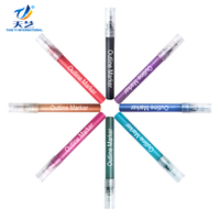 Multi-certificat À Base D'eau 0.7/1.0mm Balle/Plume Ronde Paillettes Double Ligne Stylo Contour Marqueurs Ensemble Pour BRICOLAGE, peinture