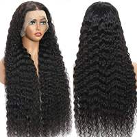 Perruque 100% Cheveux Humains Ondulés Profonds, Lace Frontale Sans Colle 13x6 Full HD Pré-Pluckée Raie Centrale Pour Femmes