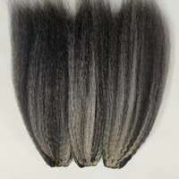 Extensions de cheveux humains raides et bouclés couleur piano gris argenté et noir, tissage en trame pour femmes, 100g